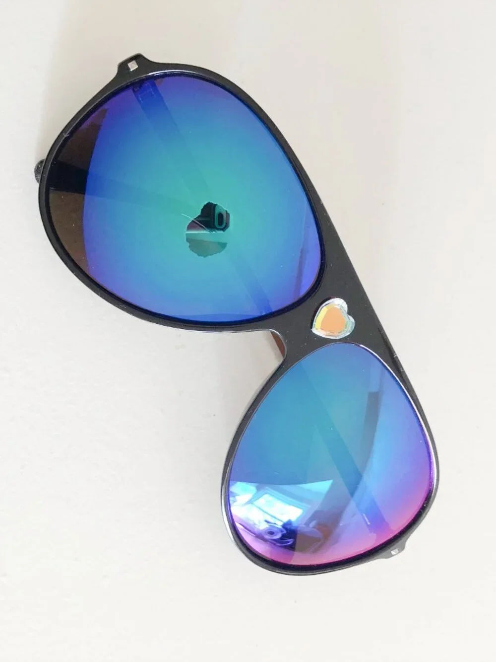 Blue Mirror Lens Oversized Aviator Sunglasses